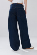 Jean baggy tiro medio azul intenso con bota ancha