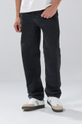 Jean gris intenso tiro medio baggy con bota ancha