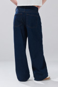 Jean baggy azul intenso tiro medio con costuras y bota ancha
