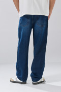 Jean baggy bota ancha azul oscuro tiro medio con bolsillos
