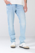 Jean azul claro slim infaltables con desgastes y tiro bajo