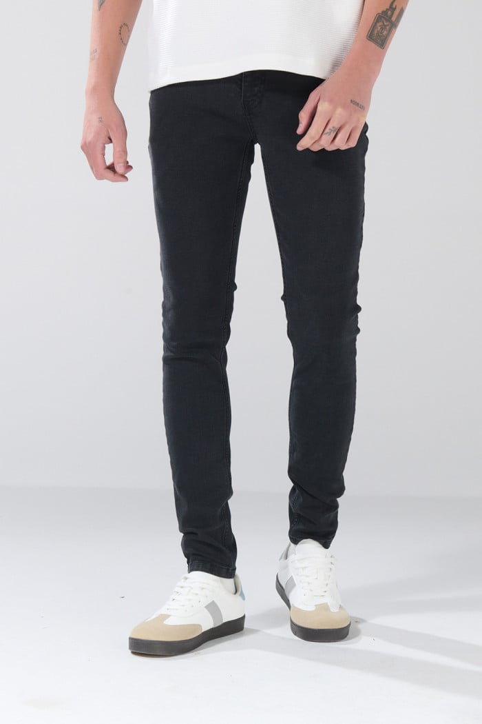 Jean infaltables tiro bajo skinny gris intenso con cremallera
