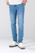 Jean skinny azul medio infaltables 5 bolsillos con tiro bajo