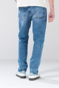 Jean bota recta azul straight leg infaltables con tiro bajo