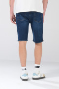 Bermuda tiro bajo slim azul de jean infaltables con botón
