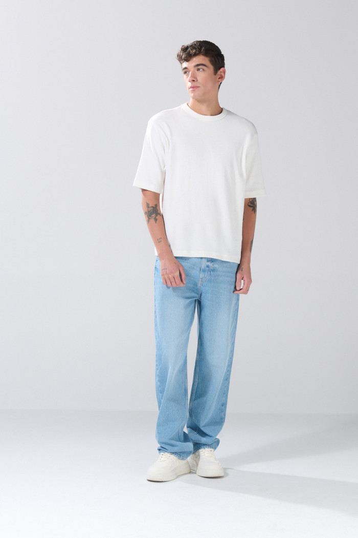 Jean bota ancha baggy infaltables tiro medio azul claro
