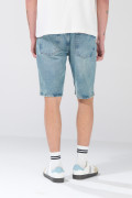 Bermuda slim de jean tiro bajo azul medio con cremallera