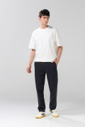 Pantalón unicolor de dril straight leg con tiro medio
