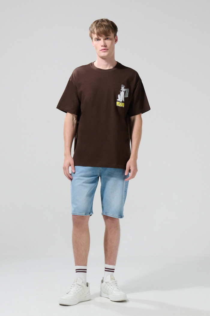 Camiseta oversize crema manga corta de Mickey & Friends