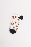 Medias tobilleras unicolores con diseños de helados
