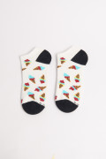 Medias tobilleras unicolores con diseños de helados