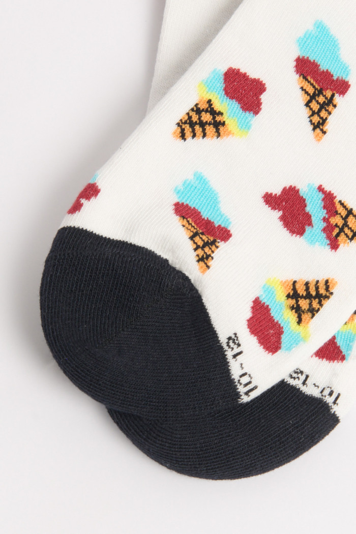Medias tobilleras unicolores con diseños de helados