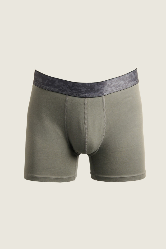 Bóxer gris oscuro midway brief-largo con cintura estampada