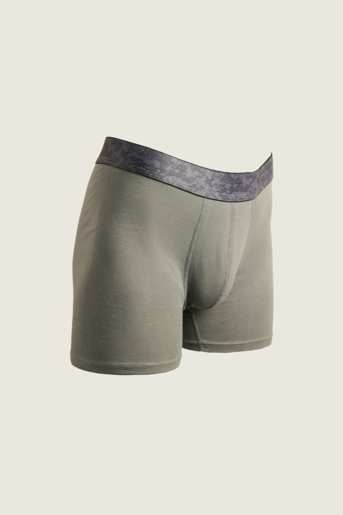 Bóxer gris oscuro midway brief-largo con cintura estampada
