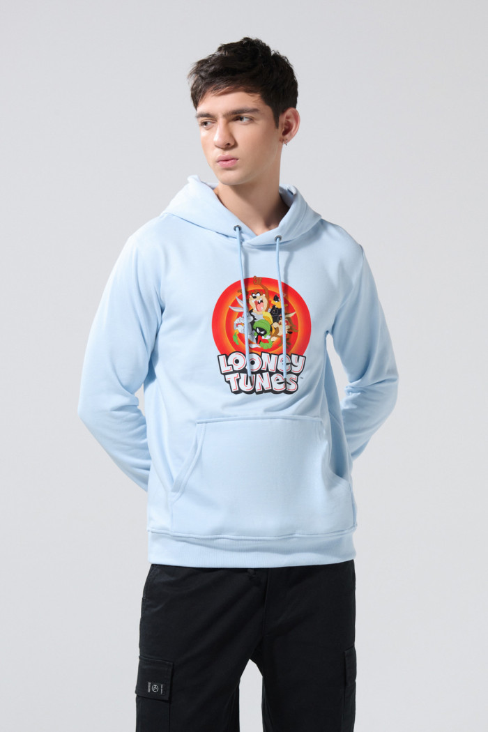 Buzo de Snoopy azul intenso con bolsillo y capota