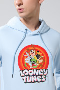 Buzo de Snoopy azul intenso con bolsillo y capota