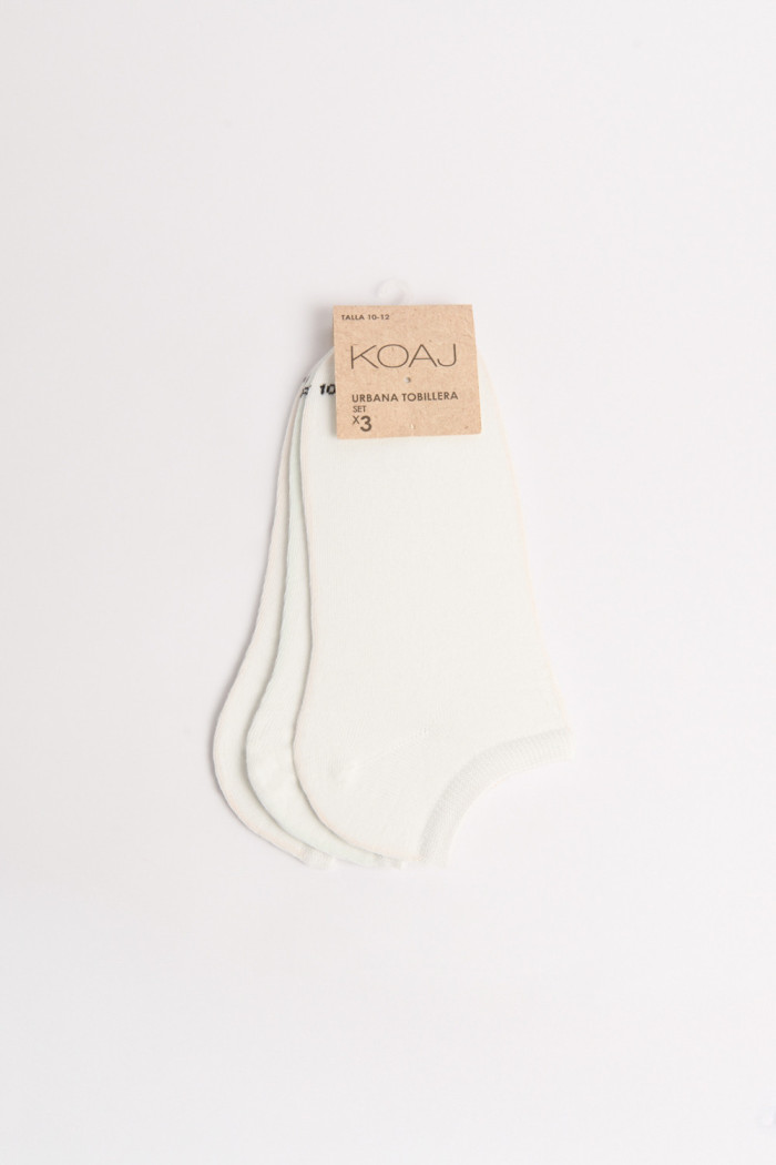 Paquete de medias X3 blancas tobilleras con texturas