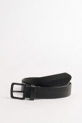Cinturón sintético negro con texturas y hebilla reversible