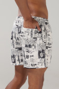 Bermuda playera tiro bajo crema con diseños estampados
