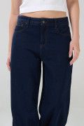 Jean straight low waist azul medio con bota recta