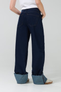 Jean straight low waist azul medio con bota recta