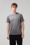 Camiseta gris medio estampada con manga ranglan
