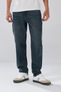 Jean azul oscuro tiro bajo 90´S con bota recta y botón