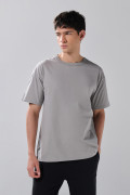 Camiseta en algodón hombro rodado unicolor con manga corta
