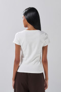 Camiseta unicolor con texturas de canal y escote en U