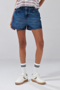 Short azul oscuro de jean infaltables con tiro alto
