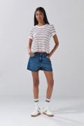 Short azul oscuro de jean infaltables con tiro alto
