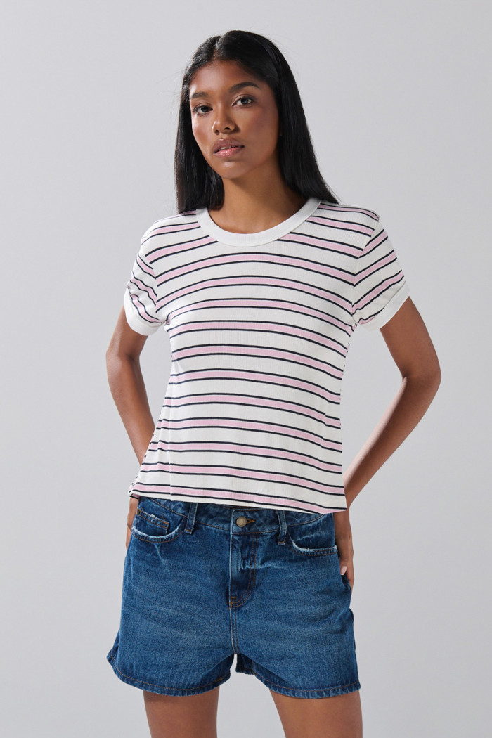 Short azul oscuro de jean infaltables con tiro alto
