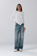 Jean tiro medio azul baggy infaltables con bota ancha
