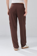 Pantalón balloon cargo café oscuro con tiro medio