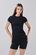 Camiseta ajustada infaltables con cuello redondo unicolor
