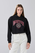 Buzo perchado con capota negro y diseño college