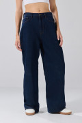 Jean tiro medio baggy infaltables azul con bota ancha
