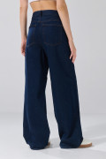 Jean tiro medio baggy infaltables azul con bota ancha
