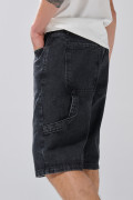 Bermuda carpintero gris intensa de jean con bolsillos
