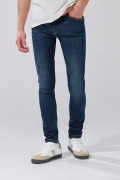 Jean tiro bajo azul oscuro skinny infaltables con costuras
