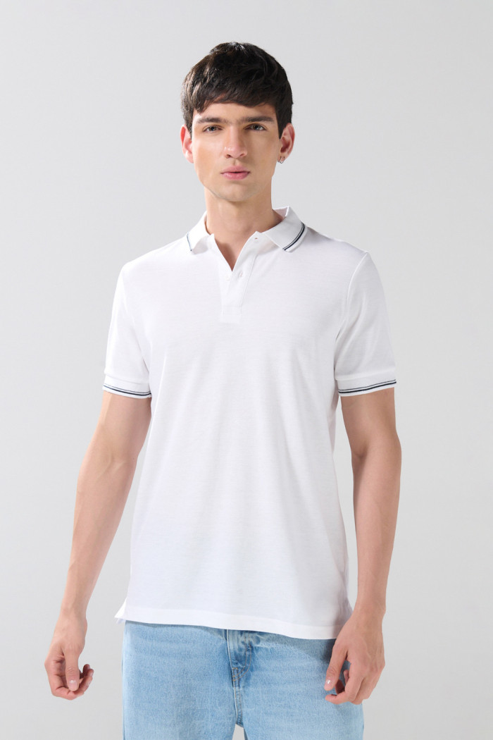 Camiseta polo infaltables manga corta unicolor con botones
