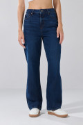 Jean 90´S tiro alto bota recta azul oscuro con cremallera
