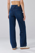Jean 90´S tiro alto bota recta azul oscuro con cremallera
