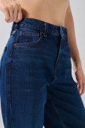 Jean 90´S tiro alto bota recta azul oscuro con cremallera
