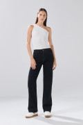 Jean straight leg infaltables bota recta azul con tiro alto
