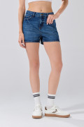 Short de jean infaltables azul con costuras y tiro alto
