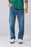 Jean baggy infaltables azul con tiro medio y bota ancha