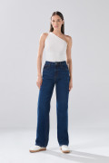 Jean 90´S infaltables bota recta azul oscuro con tiro alto
