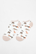 Medias tobilleras unicolores con perritos y contrastes

