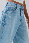 Jean azul claro baggy infaltables bota ancha con tiro medio
